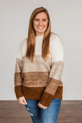 We Are One Color Block Sweater- Brown Shades