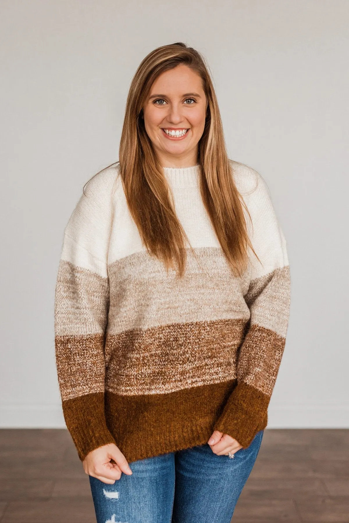 We Are One Color Block Sweater- Brown Shades