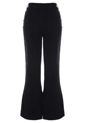 Womens Black Pintuck Flare Jeans