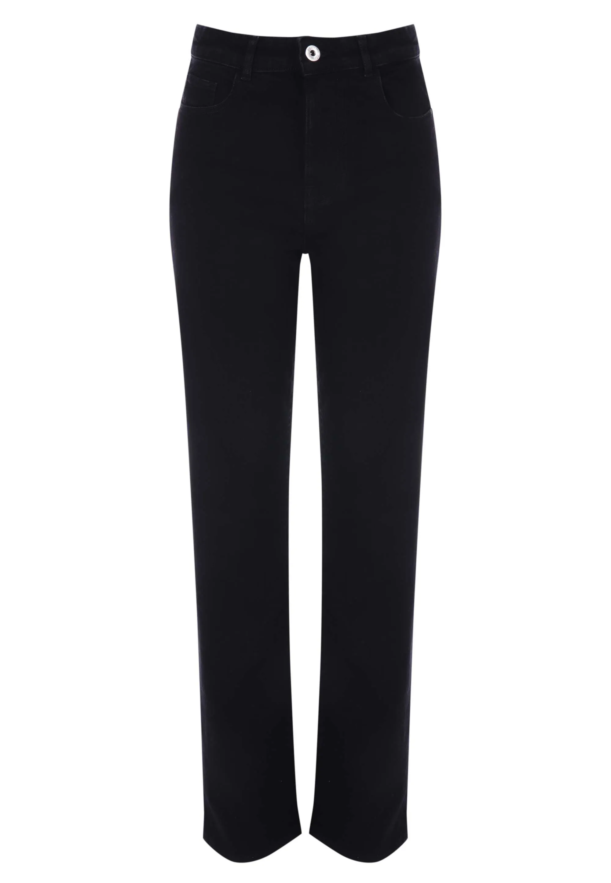 Womens Black Plain Straight Leg Jeans