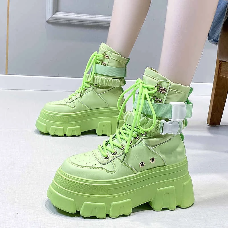 Women's Height-increasing Thick-soled Boots Wedge Heel Lace-up Decorative Women's Shoes