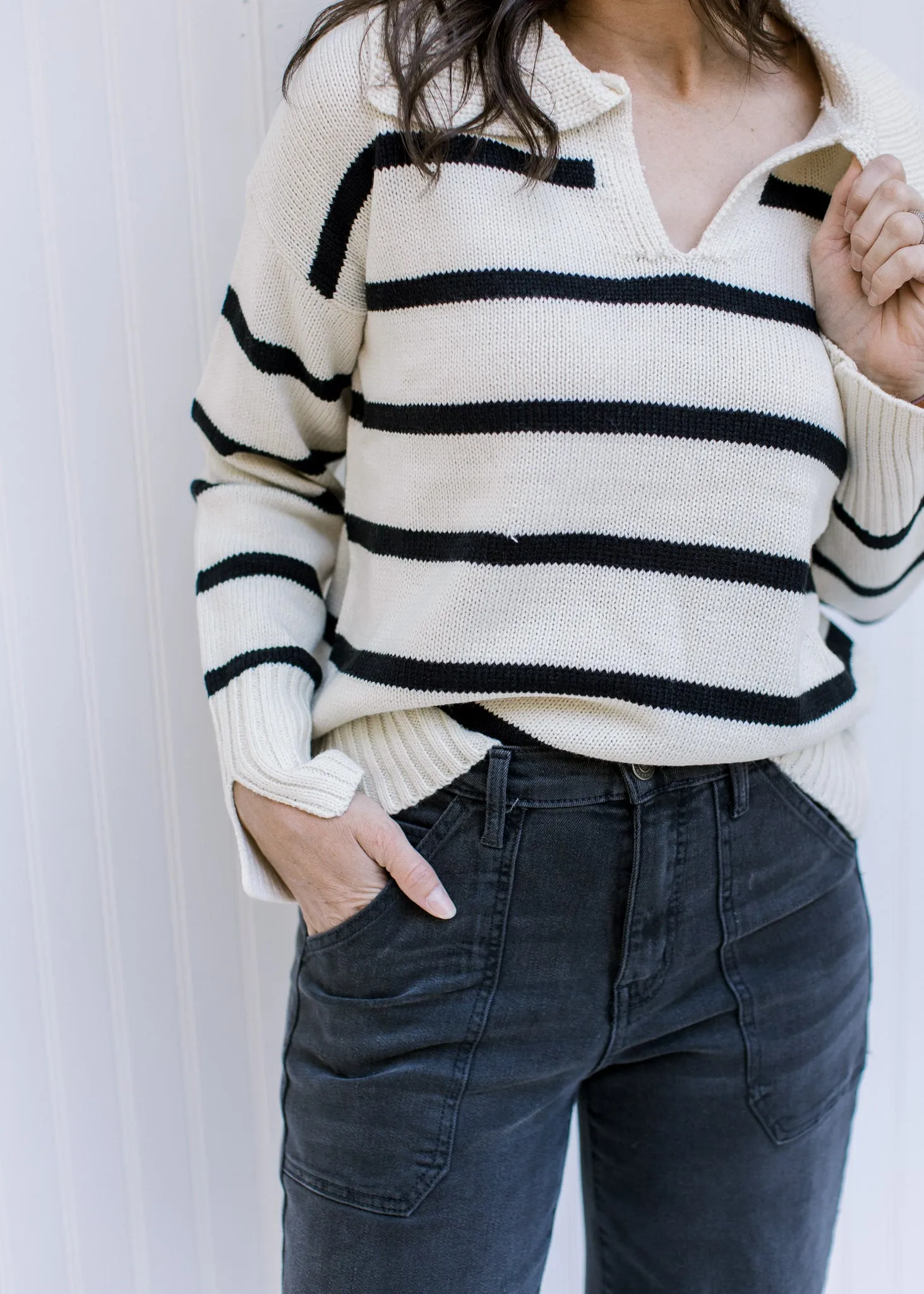 X Cozy Black and White Striped Sweater