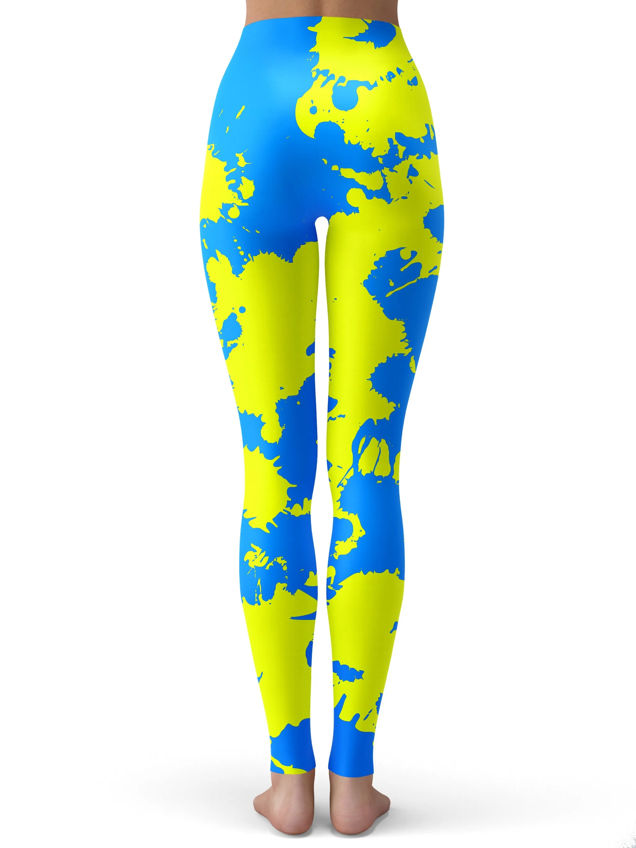 Yellow and Blue Paint Splatter Leggings