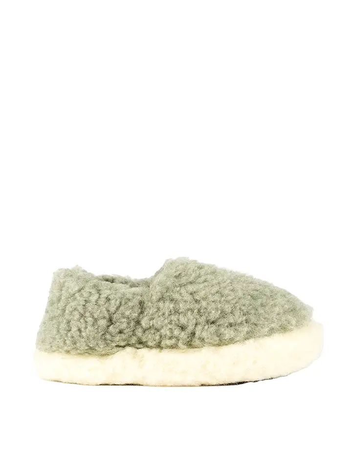 Yoko Wool Womens Siberian Wool Slippers Green