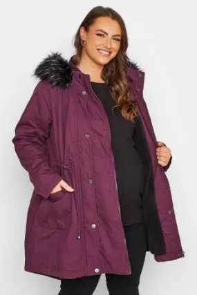 YOURS BUMP IT UP MATERNITY Curve Berry Red Parka Coat