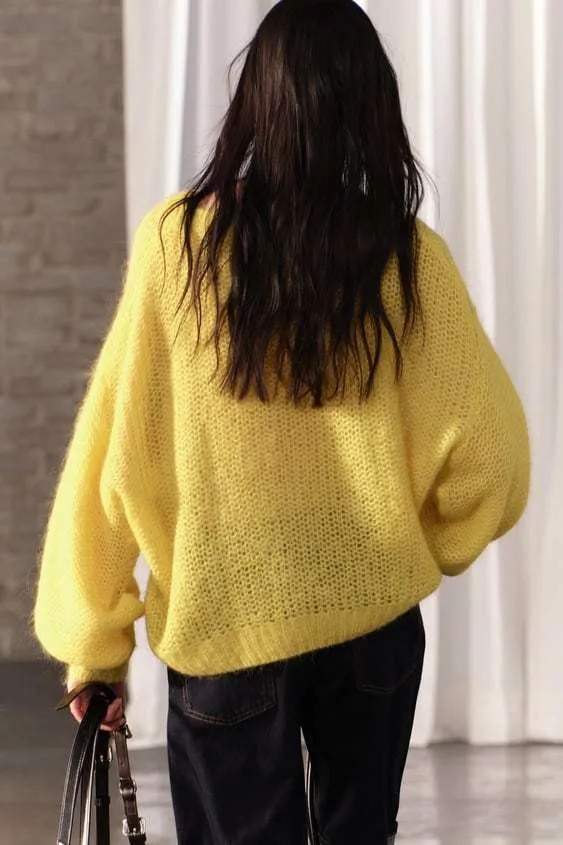 ZARA  |POMPOM KNIT JACKET